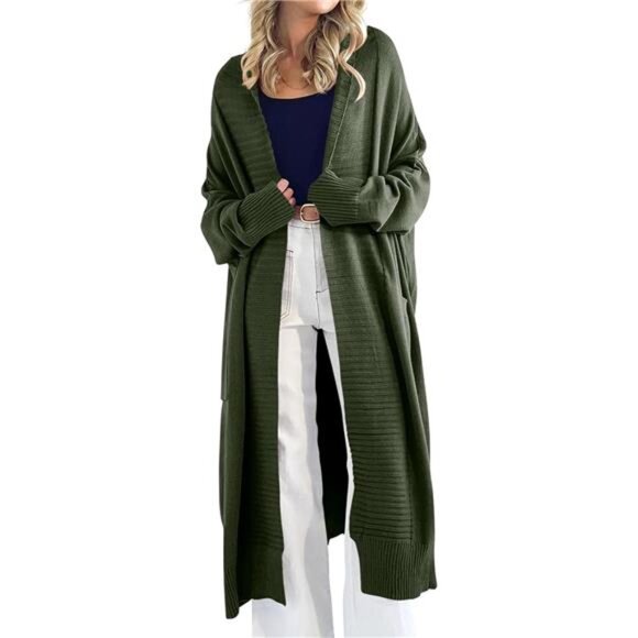 Womens Long Cardigan Sweaters with Pockets Green - Picture 1 of 5